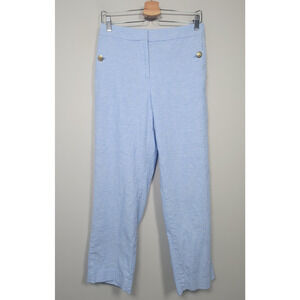 J. Crew Factory Sailor Pants Womens 6 Linen Cotton Blue Nautical